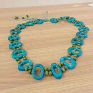 VTG Tribal Womens Belt Medium Blue Bone Disc Bead Beaded Artisan Handcrafted 90s